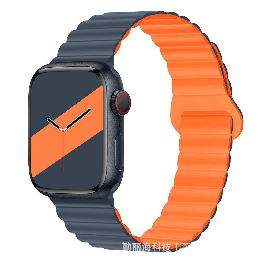 Силиконовый магнитный ремешок для Apple Watch iWatch 10/AppleWatch 9, двухцветный, размеры 38/40/41 & 42/44/45/49 мм