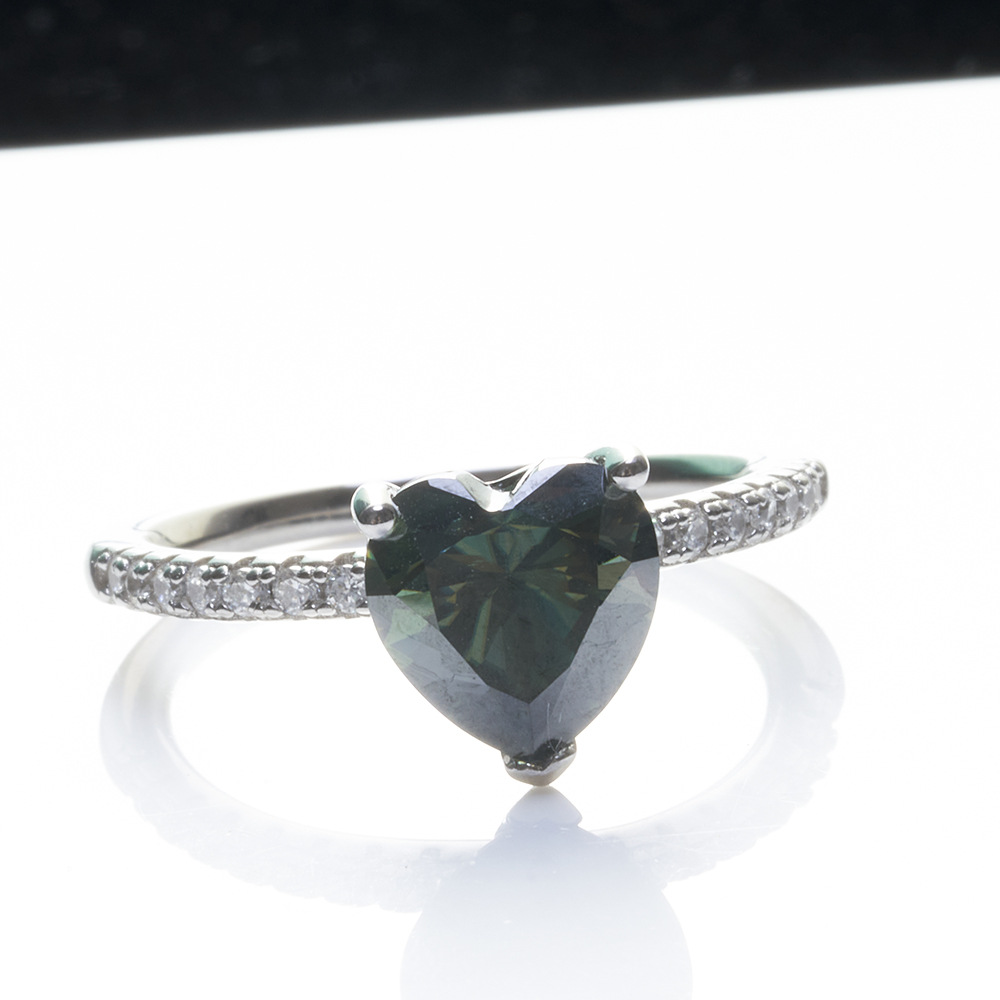 Anillo rosa azul verde en forma de corazón 1 quilate de moissanita anillo de moissanita de plata de forma especial