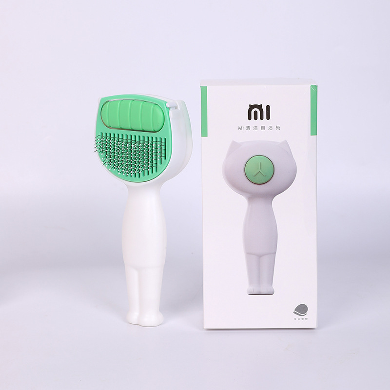 Directo de fábrica M1 mascota aguja peine de limpieza de pelo de un solo clic toallitas de eliminación de pelo peine mascota gato perro auto-limpieza peine