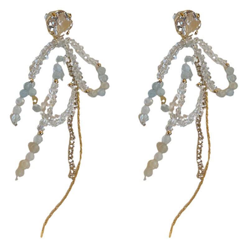 Corea del Sur diseño sentido pendientes ins pendientes dulces femeninos Aguja de plata redonda de diamantes de Cristal Arco borla pendientes femeninos