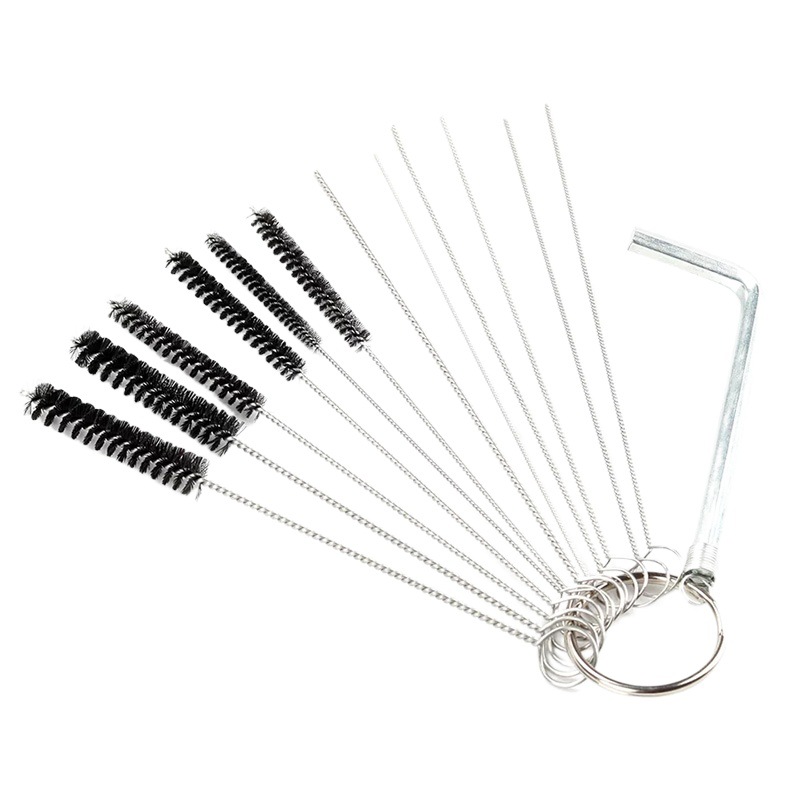 Combinación de cepillo de limpieza del carburador aguja de limpieza de aluminio de acero inoxidable llave hexagonal ajuste del carburador