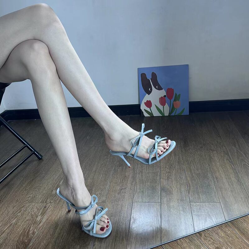 2026 New Model Blue Bow-Tie Sandals for Women, Unique and Beautiful, Versatile, Light Luxury, Comfortable High-Heeled Sandals 2026 New Model Blue Bow-Tie Sandals for Women, Unique and Beautiful, Versatile, Light Luxury, Comfortable High-Heeled Sandals