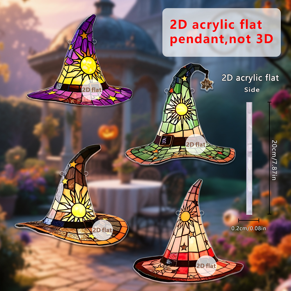 Transfronterizo Halloween bruja calabaza sombrero 2D acrílico disco colgante decoración navideña ventanas porche colgante listado