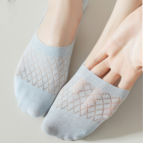 Socks women's summer boat socks thin breathable hollow shallow mouth invisible socks non-slip non-falling solid color spring and summer socks