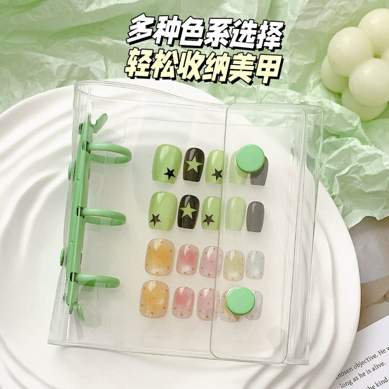 A8小清新迷你双扣三折手帐本3孔卡册彩色PVC活页手账透明外壳|undefined