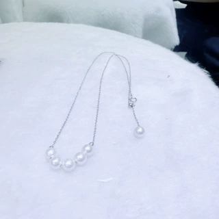诸暨淡水珍珠项链5.5-6mm无暇极光纯银微笑链小众设计锁骨链