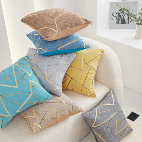 Colorful pillows, simple pillow cases, European retro cushions, living room lines, three-dimensional sense, high-end chenille cushions, detachable