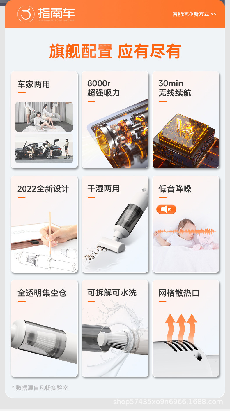 Cross-Border Wireless Car-Mounted Handheld Portable Household Dust Remover Mini Vacuum Cleaner with High Suction Power Portable Dust Blower