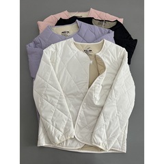 菱形格绵羊毛内胆棉衣棉服女士秋冬季加厚保暖休闲百搭小棉袄外套