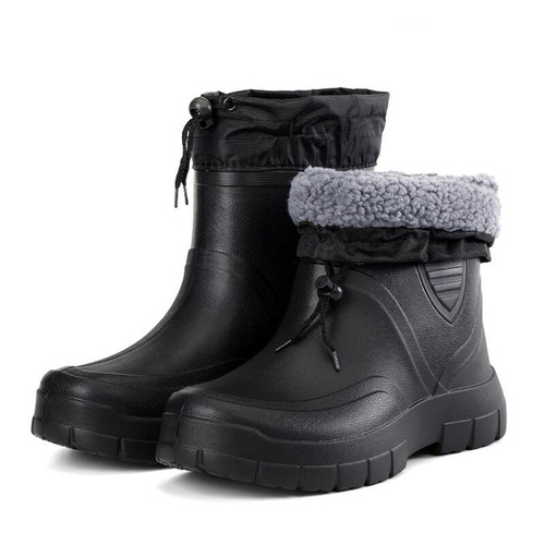 Men's Waterproof Snow Boots with Fleece, Non-slip, Warm, EVA Cotton Shoes, Integrated Washing, Chef Refrigerated, Protective Rain Boots