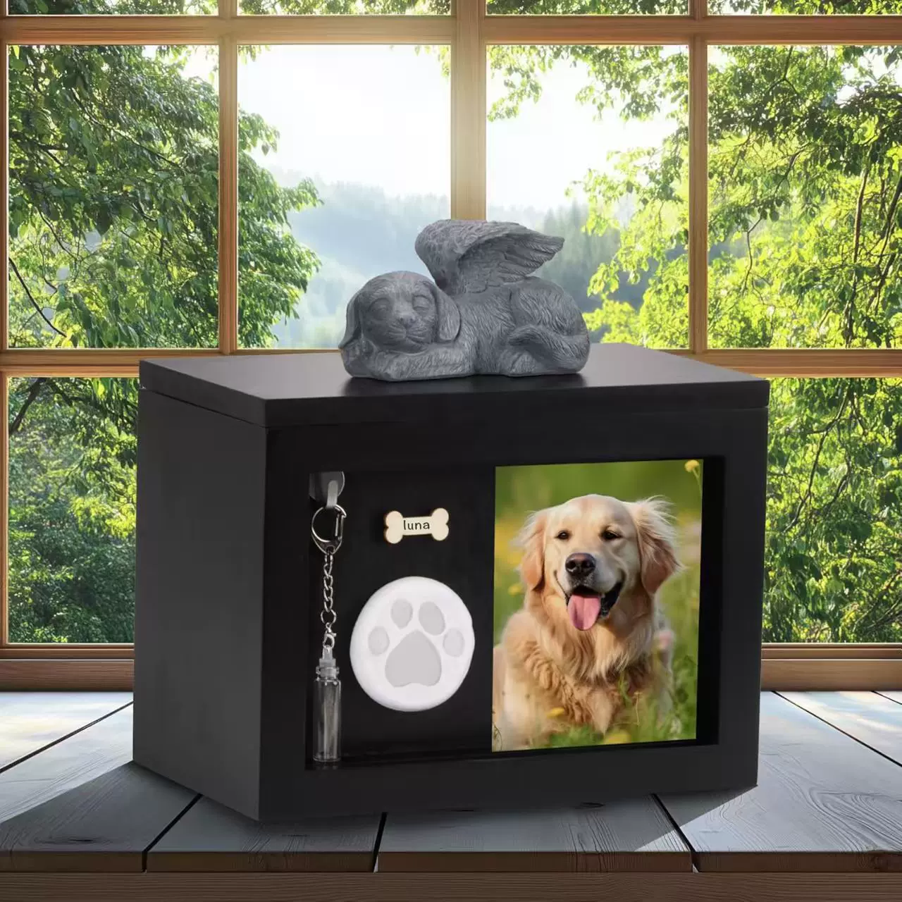 木质猫狗宠物骨灰收纳盒小动物殡葬棺材盒实木狗狗骨灰盒可贴照片