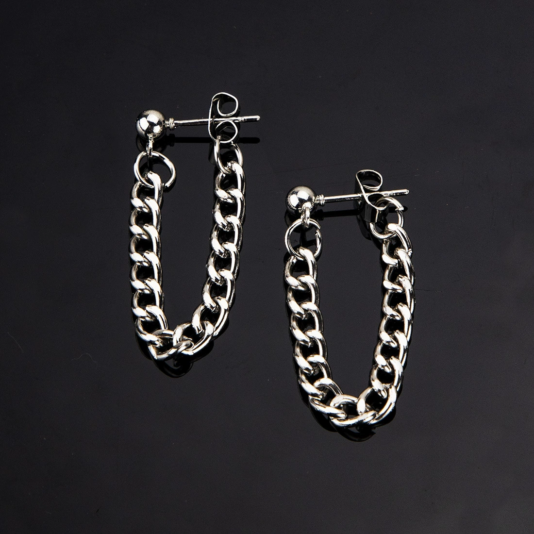Chain, sexy silver earrings, Korean style