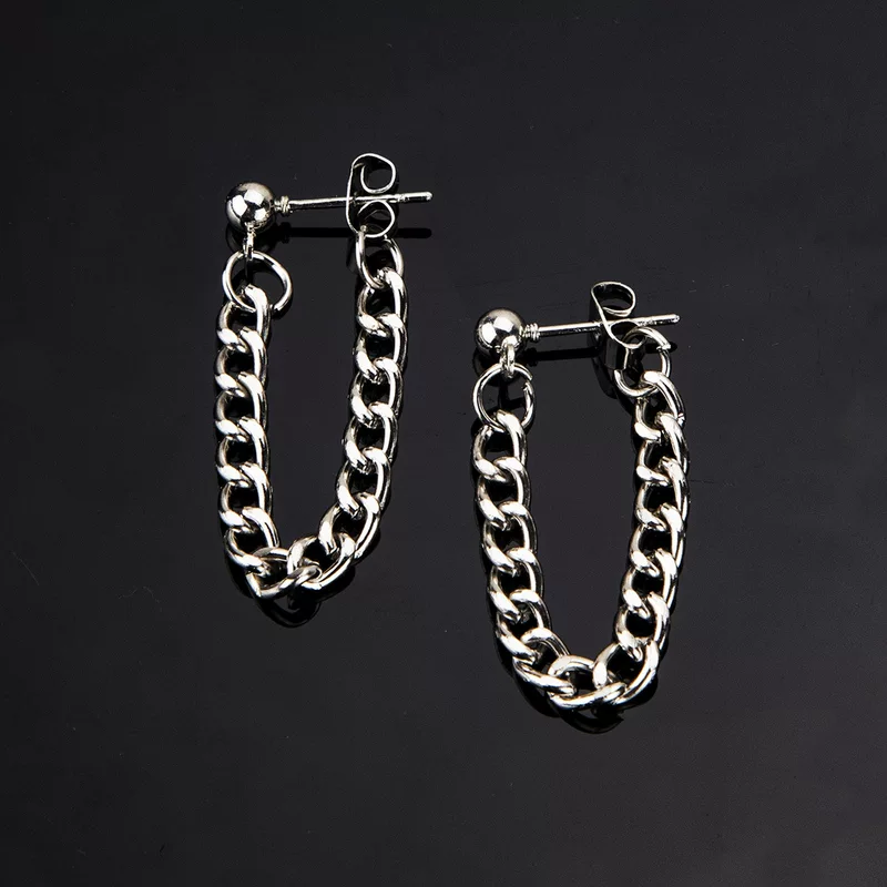 Chain, sexy silver earrings, Korean style