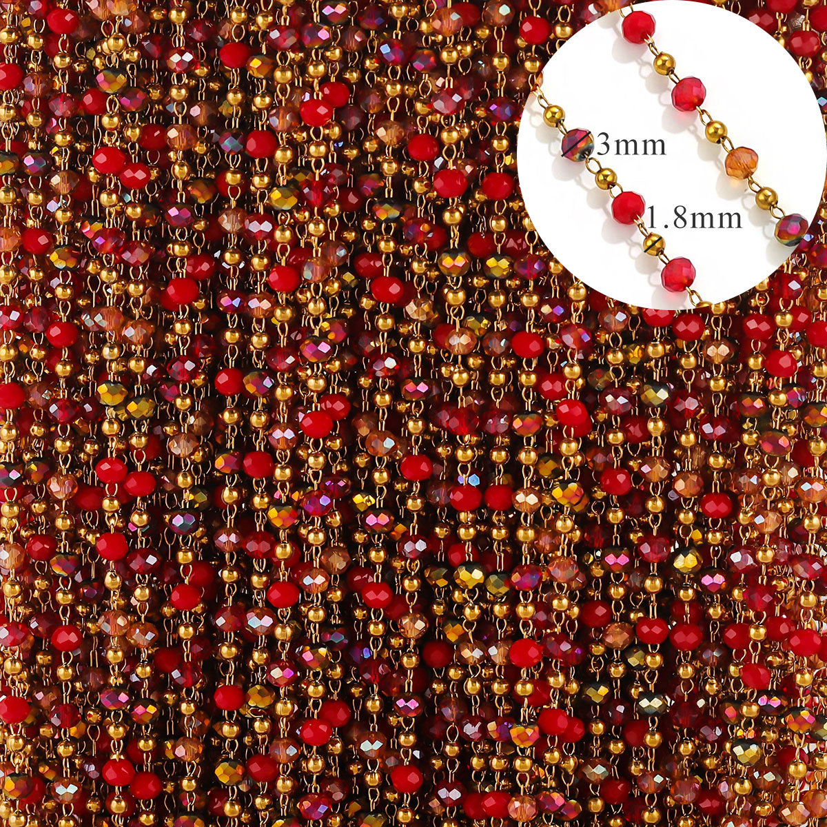 Acero inoxidable chapado de cristal de color cadena de cuentas DIY material hecho a mano collar de pulsera gafas