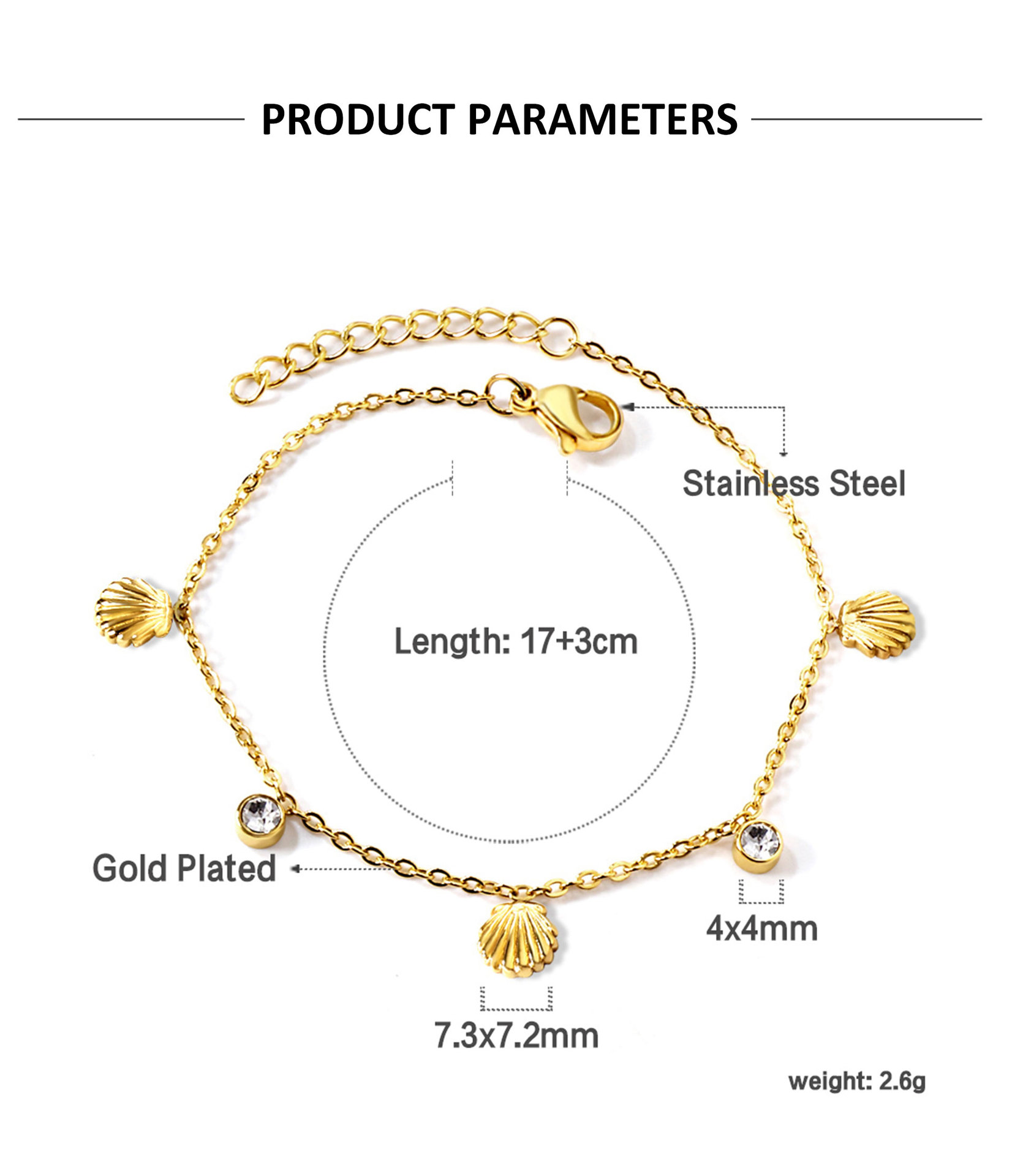 304 Stainless Steel Material Casual Elegant Lady Geometric 304 Stainless Steel Cable Chain Bracelets In Bulk