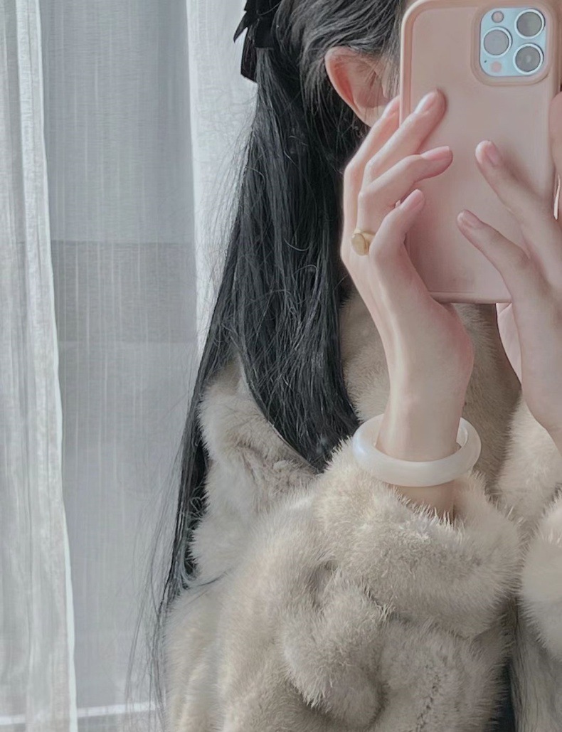 Vòng tay ngọc Hetian tự nhiên cao cấp – vàng lụa trắng mỡ cừu, đường kính trong 54–63 mm chi tiết 19