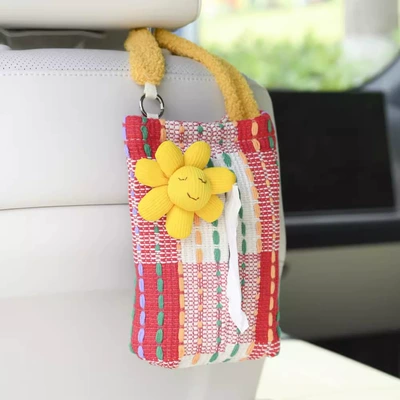 Car Paper Box Car Paper Box – Car tissue box/set - red-striped-tissue-paper-sunflower