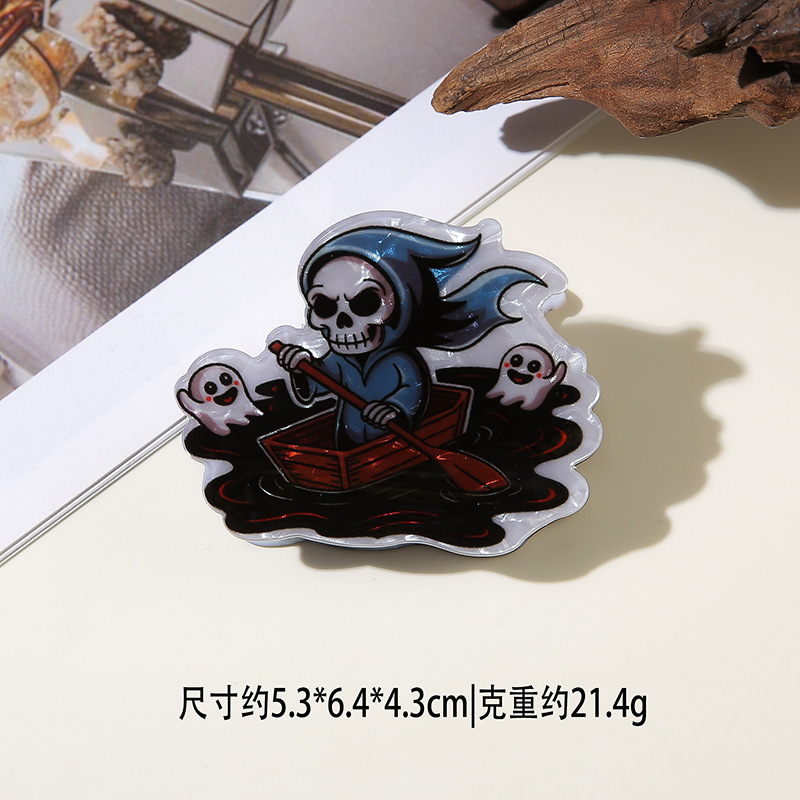 工厂批发仿醋酸万圣节搞怪暗黑风鲨鱼夹个性创意南瓜发夹幽灵抓夹|undefined