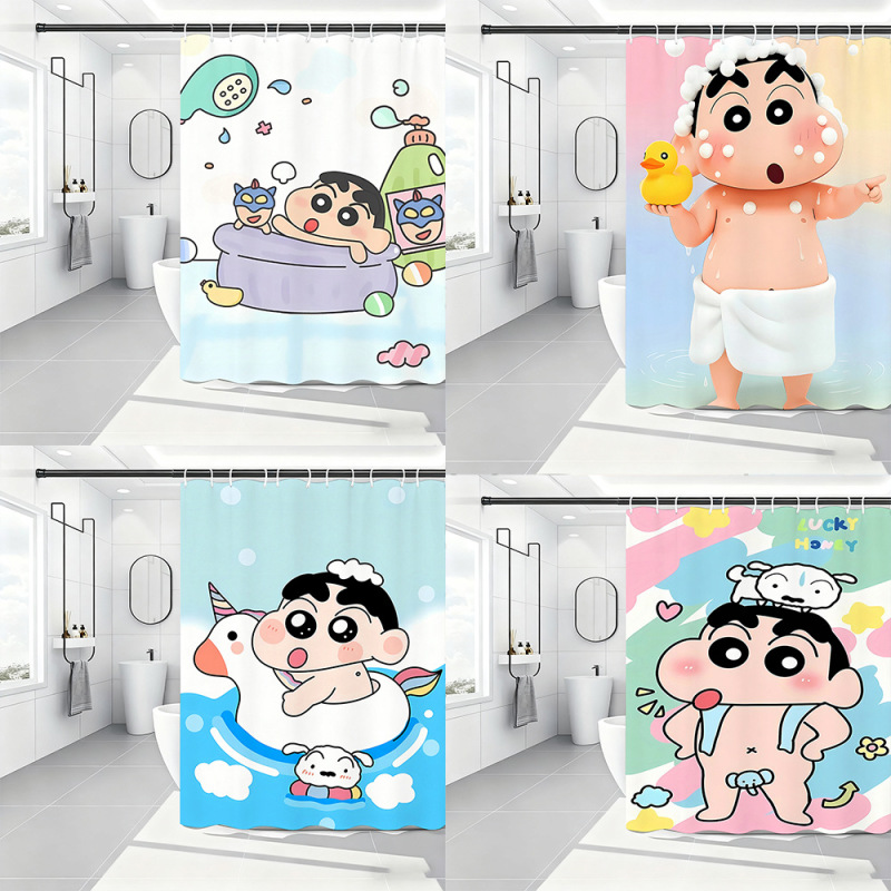 Foreign Trade Wholesale Cute Cartoon Crayon Shin-Chan Quirky Print Shower Curtain Bathroom Curtain Small Window Curtain Bathroom Hanging Curtain Foreign Trade Wholesale Cute Cartoon Crayon Shin-Chan Quirky Print Shower Curtain Bathroom Curtain Small Window Curtain Bathroom Hanging Curtain