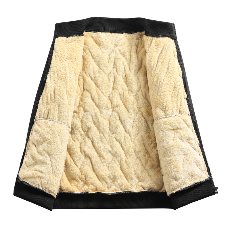 Popular Winter Men's Fleece Thickened Stand-up Collar Jacket Lamb Fleece Cotton Clothes Jacket Business Gift_voghion.com