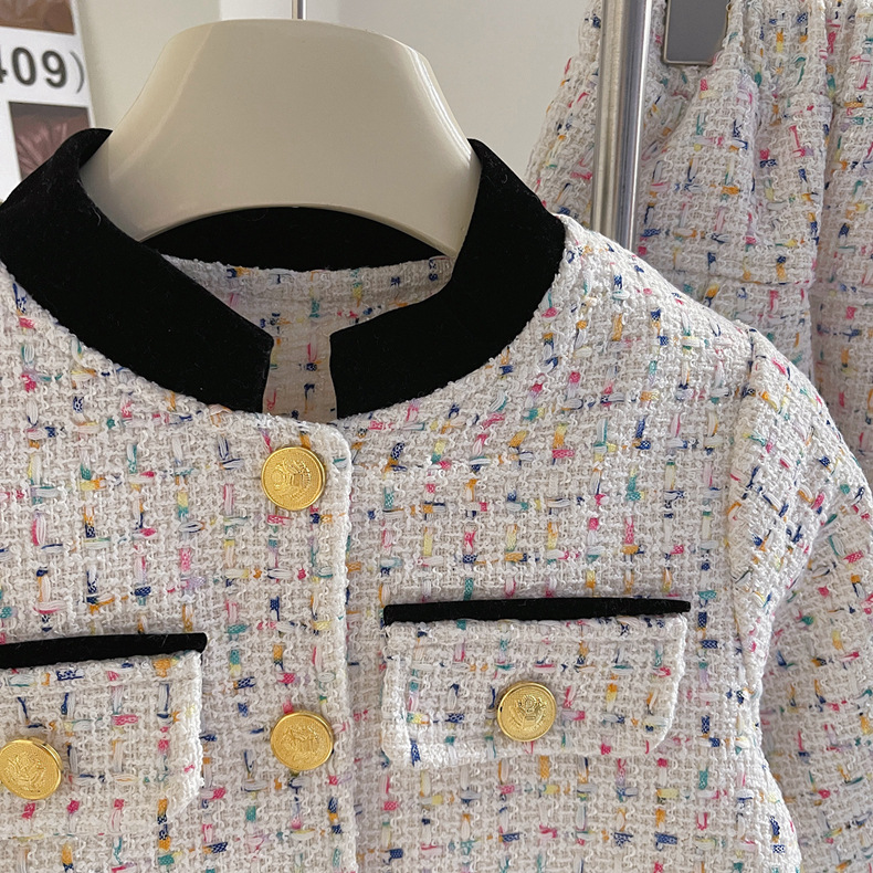 2023 Winter New Girl's Small Fragrance with Cotton Knitted Coat Baby Hundred Pleated Short Skirt Set of Two_voghion.com