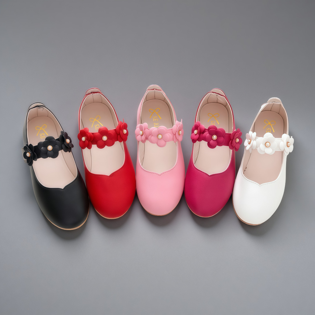 2025女童黑色皮鞋儿童表演出鞋白色学生单鞋礼仪花童校鞋牛筋软底