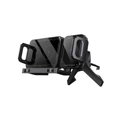 Car-Mounted Dual-Motor Electric Rotating Phone Holder for Foldable Screens, 360-Degree Air Vent Car Wireless Charger (Mobil şarj cihazları) - black