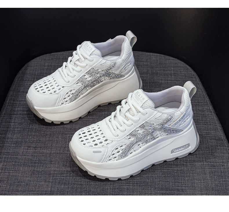 Giày sneaker nữ đế dày phong cách cổ điển phối màu, đan lưới thoáng khí mùa hè — Xám 5068, Vàng 5068, Trắng 5068 chi tiết 29