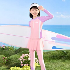 子供の水着の女の子の2025の新型の速乾の日焼け止めの長袖の分体の水着の中で大きい子供の女の子の水着の卸売り
