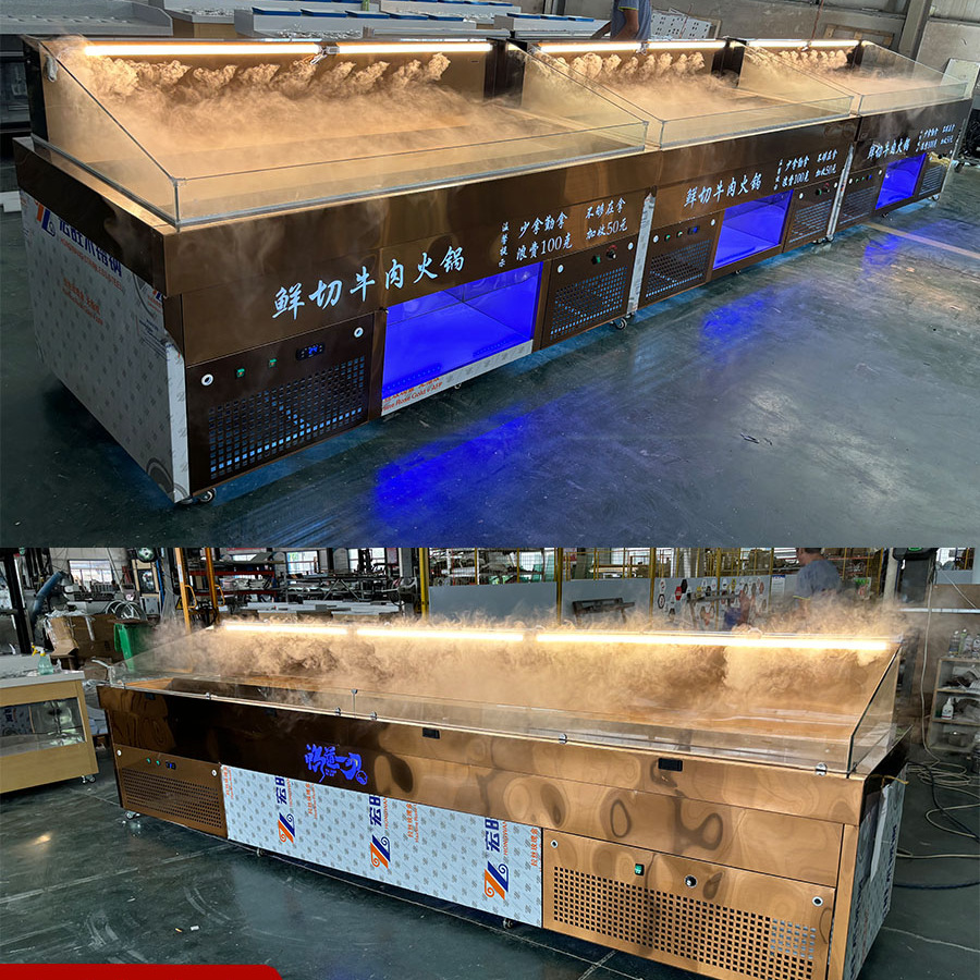 自助餐火锅菜品展示自选烤肉鲜切原切肉寿喜烧三阶梯冰台喷雾冷柜