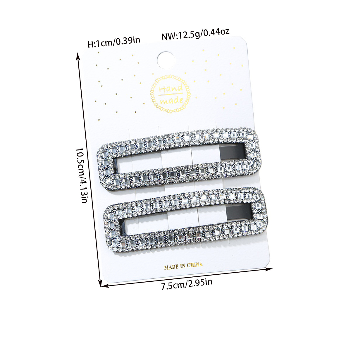 19g Weight Hair Clip Hair Accessories Type Rhinestones Inlay Material 1 Pair Quantity Iron Material Water Droplets, Rectangle Pattern Women's Gender Rhinestone Hair Clip Set For Women Side Bangs One-word Hair Accessories BB Clips Hair Clips Back Of Head Edge Clips 1