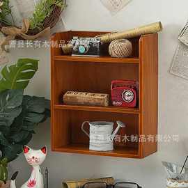 实木化妆品收纳架桌面杯子小样收纳盒多层木质复古置物架展示架