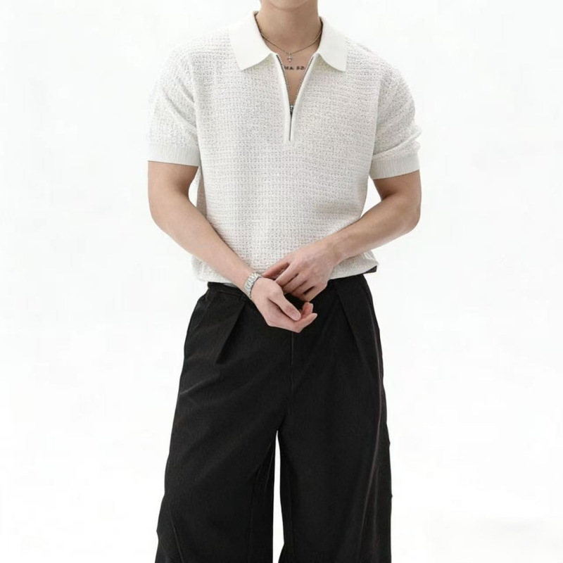 Summer New Style Knitted Polo Shirt for Men, Color-Blocking, Ice Silk, Cool and Breathable, Simple Casual Versatile Turn-Down Collar Short-Sleeve T-Shirt Summer New Style Knitted Polo Shirt for Men, Color-Blocking, Ice Silk, Cool and Breathable, Simple Casual Versatile Turn-Down Collar Short-Sleeve T-Shirt