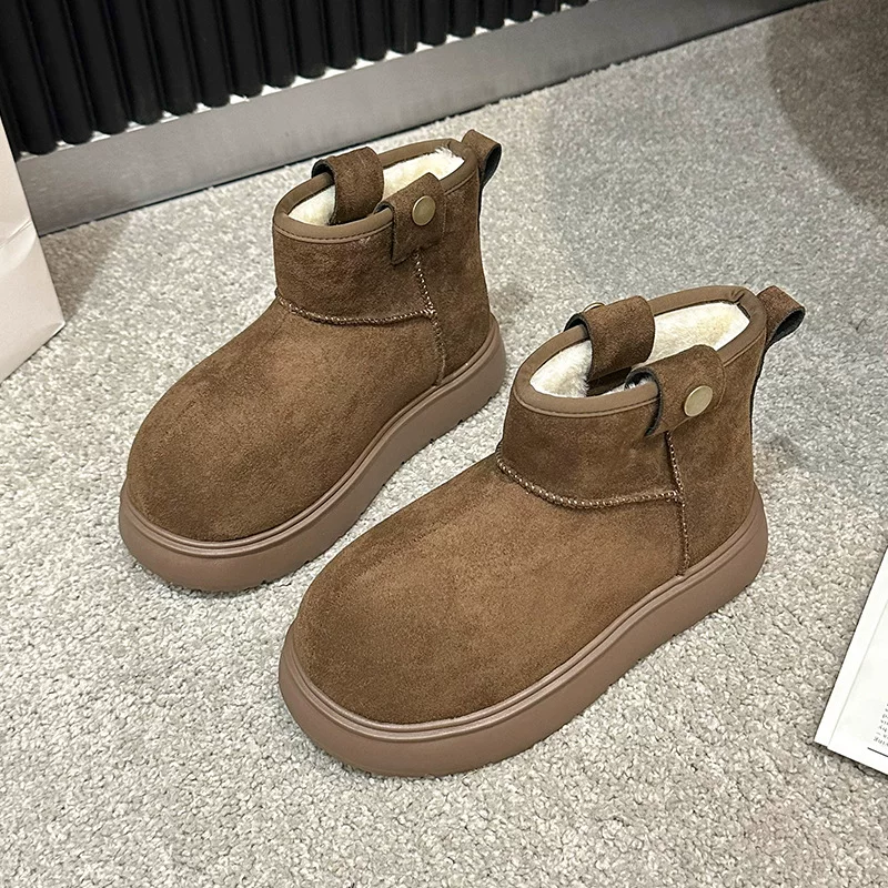 Snow boots for women 2024 winter new style velvet thickened cotton shoes non-slip warm bread shoes