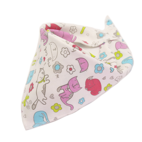 2024 New Knitted Cotton Infant Cartoon Triangular Bandana Baby Snap Double-sided Saliva Triangular Bandana Children's Triangular Bandana