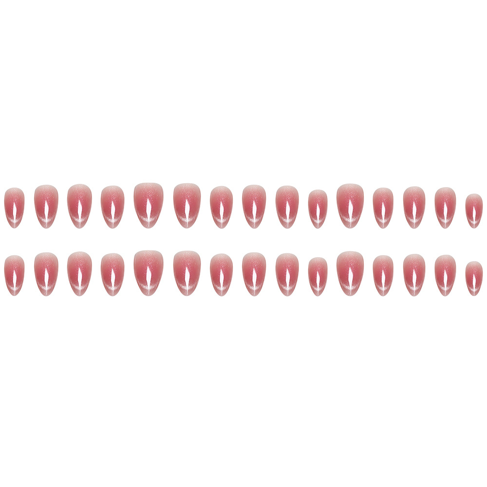 Comercio exterior blush hielo ojo de gato manicura viento dulce almendras blanquear usar uñas 30 piezas uñas falsas en stock al por mayor image 6