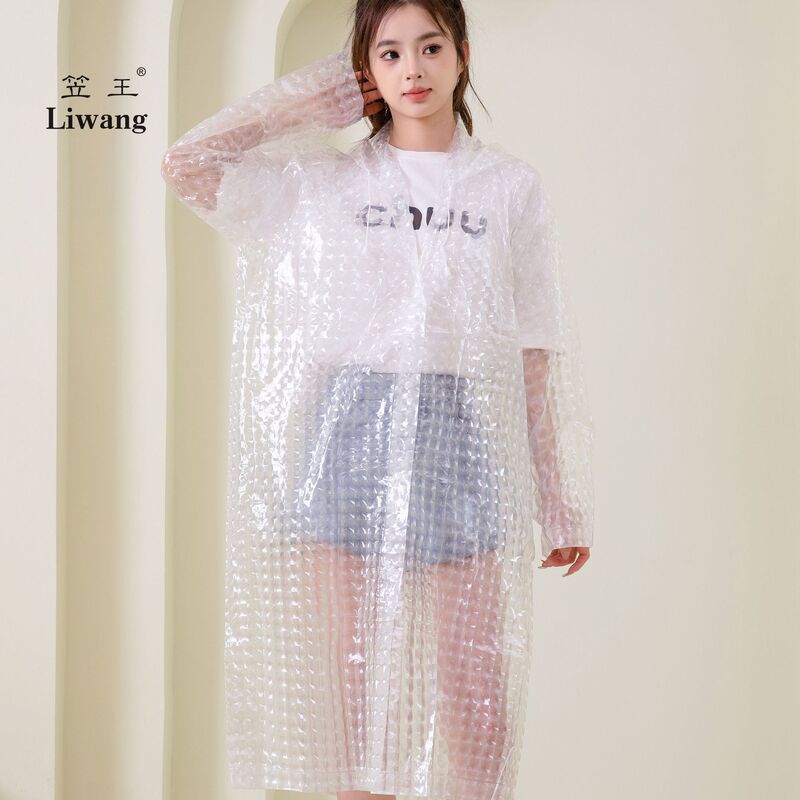 Raincoat thickened and lengthened new 3D crystal mosaic non-disposable eva raincoat new material transparent raincoat