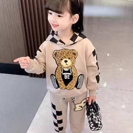 女童秋冬套装2023新款儿童洋气韩版运动装宝宝时髦卫衣两件套