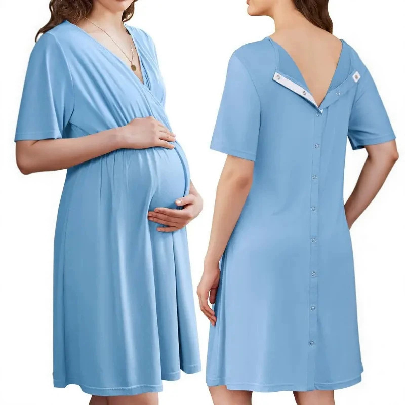 2026 Cross-Border European and American Style Deep V-Neck Loose Maternity Nursing Dress, Summer Fashion Short-Sleeve Breathable Maternity Wear 2026 Cross-Border European and American Style Deep V-Neck Loose Maternity Nursing Dress, Summer Fashion Short-Sleeve Breathable Maternity Wear