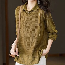 ����������Ů��֯ƴ�ӳ����＾�¿���ɰٴ��ο���˿polo������