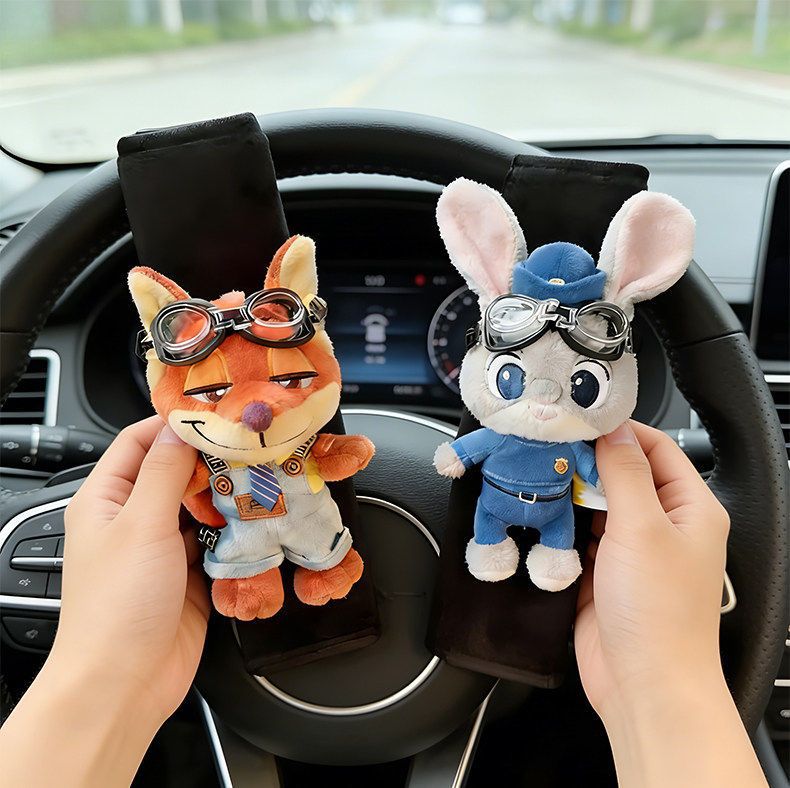 Best-Selling Car Seatbelt Shoulder Pads Featuring Judy and Nick, Cute Cartoon Couple Car Seatbelt Covers