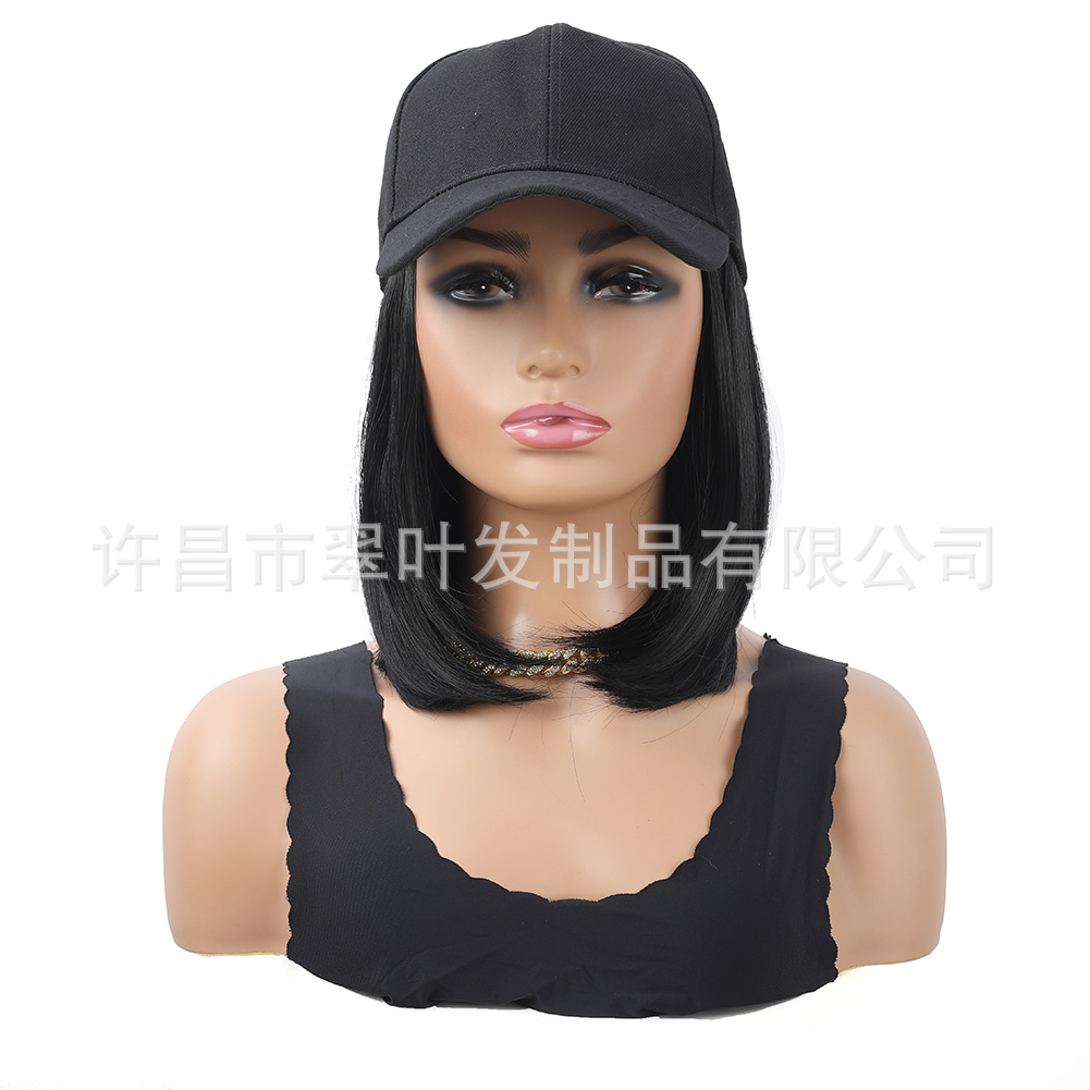 Sombrero pelucas fibra química corta pelo recto Bobo cabeza en una peluca de moda pelucas 10 pulgadas
