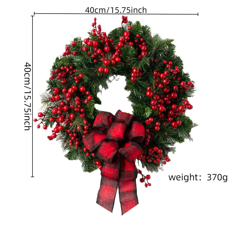 縦鴻クロスボーダー新商品赤いベリー花輪クリスマス門掛花輪祝日壁面装飾配置道具|undefined