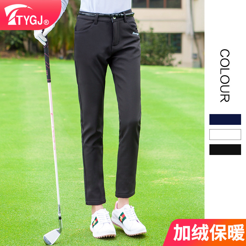 TTYGJ autumn and winter golf clothing plus velvet ladies trousers warm waist slim fit sports pants