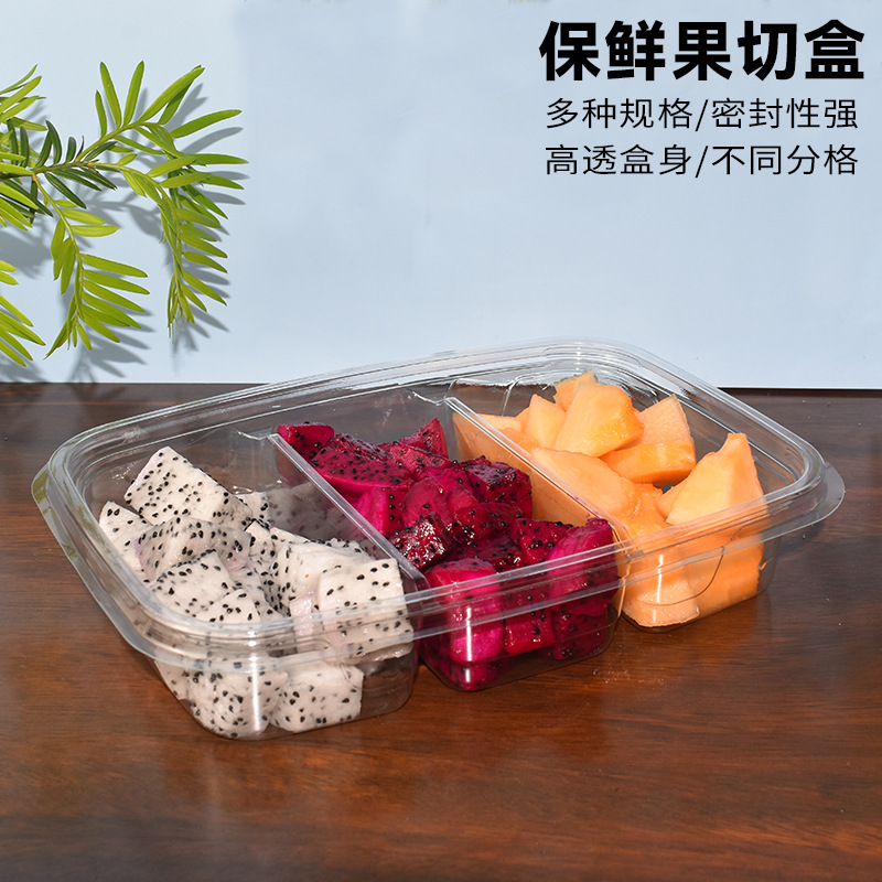 Disposable Transparent Internet Famous Yogurt Water Fresh Fruit Cut Box Salad High-end Fruit Scoop Packing Box Sealed Packaging Box