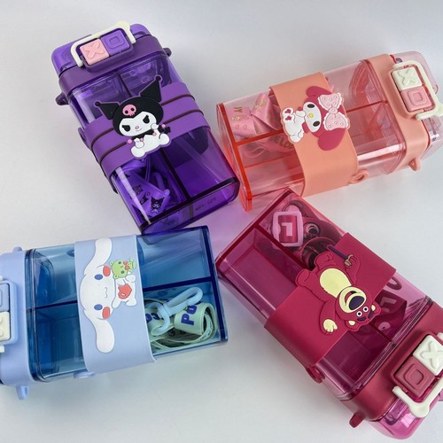 Cartoon Plastic Cup Cute Dual-Drinking Cup Portable On-the-Go Cup High-End Sipper Cup TH02122