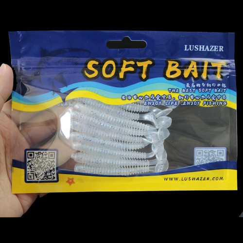 20 pieces/package Luya bait T tail soft bait 10 color bait soft worm fake bait fishing bait fishing gear wholesale T tail Luya soft bait