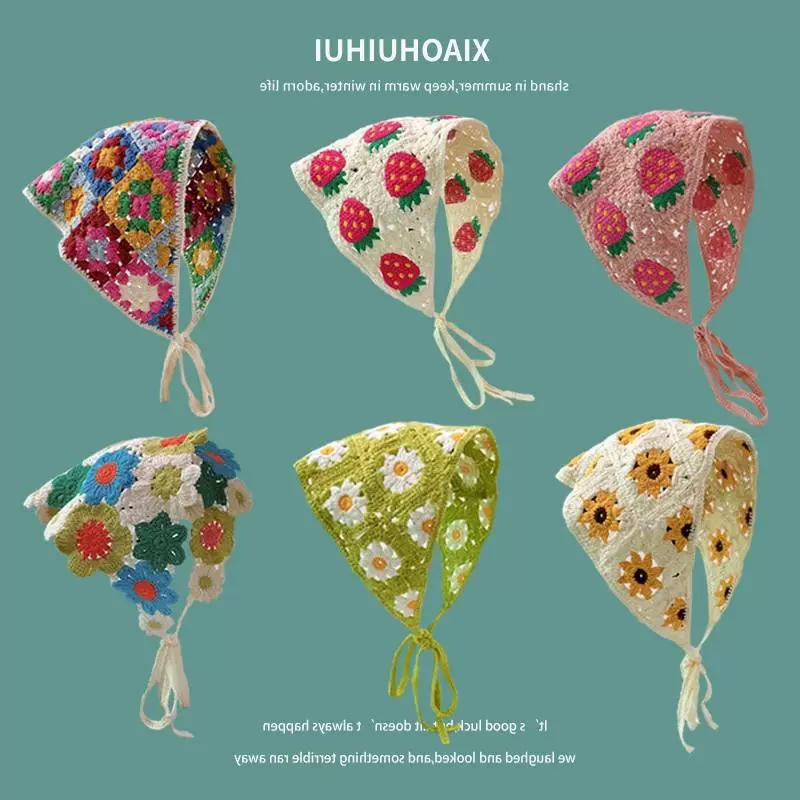 Весна и Осень Путешествие ins Сладкий и милый ветер ручной вязаный ремень для волос женские аксессуары для волос вязаный крюк тюрбан летнее треугольное полотенце