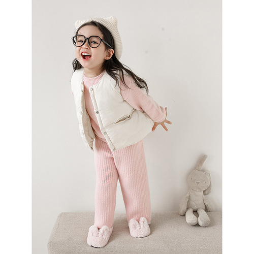 Qiu Duomeng girls' stylish warm cotton vest 2024 winter new style children's all-match casual vest baby coat thick