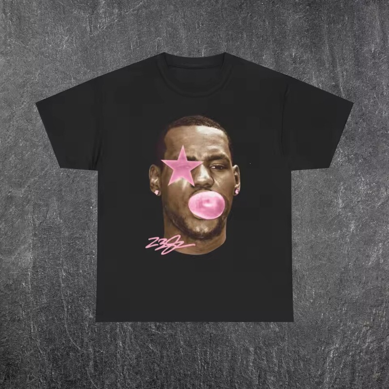 【Cross-border European size】LeBron James retro t-shirt with basketball legend pattern, loose fit printed t-shirt 【Cross-border European size】LeBron James retro t-shirt with basketball legend pattern, loose fit printed t-shirt